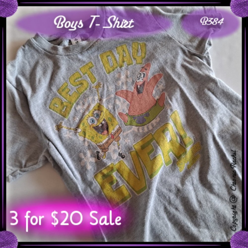 Grey "Best Day Ever" Spongebob T-Shirt